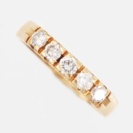 Ring med diamanter 5x0,07ct, Wadring-Juvel HB Karlskrona stl 16¾, bredd 3mm, gravyr, 18K Vikt: 2,9 g