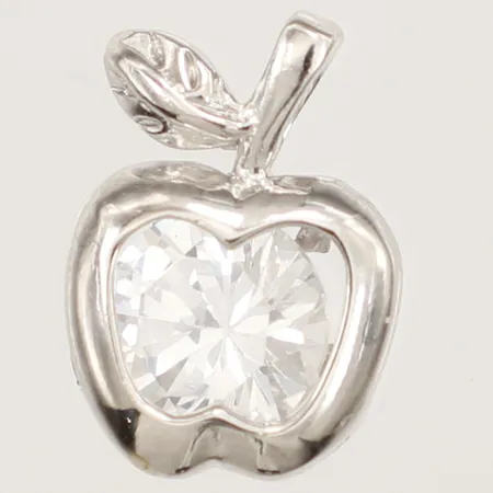 Hänge äpple med vit sten längd 14mm inklusive ögla, bredd 10mm, 925/1000 silver Vikt: 1,4 g