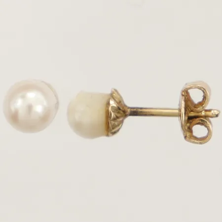 Örhängen med pärlor, skadade pärlor, saknar ett stopp, 18K Vikt: 1,4 g