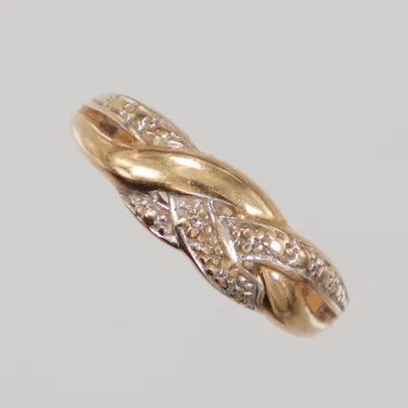 Ring med diamanter 2 x 0,005ct, stl:17, bredd 6mm, 18K Vikt: 2,8 g