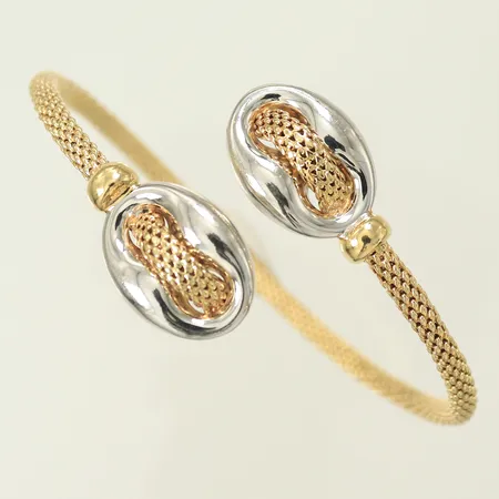 Armring tvåfärgat, reglerbart 14K, bruttovikt 17g (guldvikt ca 10g)