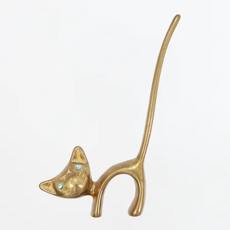 Ringhållare katt gulmetall höjd: 11,5cm Vikt: 0 g