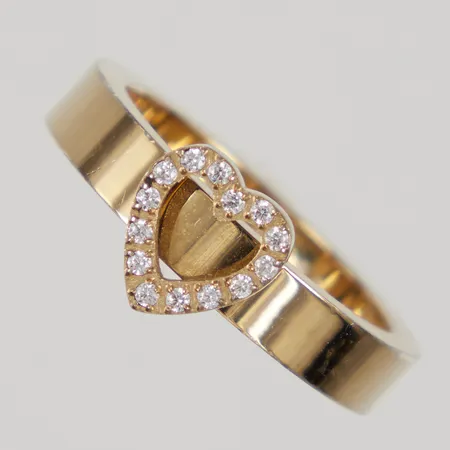Ring hjärta med vita stenar stl:18¼, bredd 4mm, förgyllt stål, Edblad