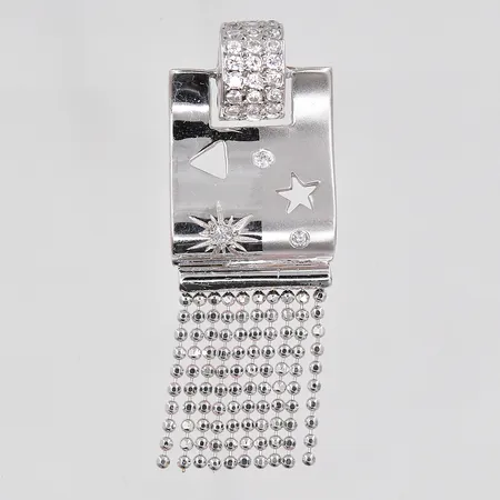 Hänge med vita stenar 47x17mm vitguld, 18K Vikt: 9,4 g