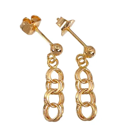 Örhängen Bismarck i 18K guld, längd 20 mm, bredd 5 mm, originalploppar med tillverkarstämpel IPO, fint skick Vikt: 1,4 g