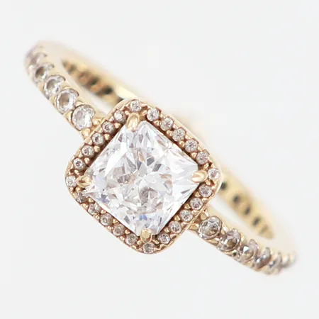 Ring med vita stenar Pandora/ALE stl:16½ (52), bredd: 2-7,5mm, 14K Vikt: 2,7 g