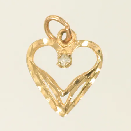 Hänge hjärta med vit sten, 15x13mm exkl ögla, 10K 0,9g