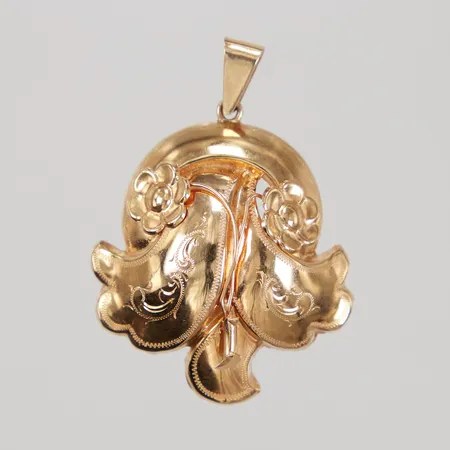 Hänge blomdekor längd inklusive ögla 47cm, bredd 33mm, 18K Vikt: 4,6 g