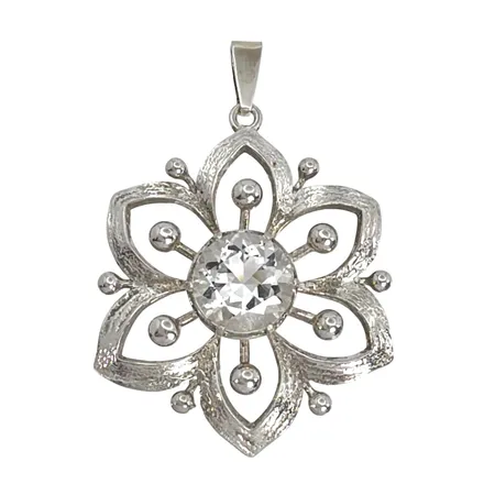 Hänge stor modell silver Bergkristall, längd 52 mm, bredd 36,5 mm, Victor Janson Guldvaru Ab Lindesberg 1991, sten utan anmärkning, fint skick Vikt: 11,2 g