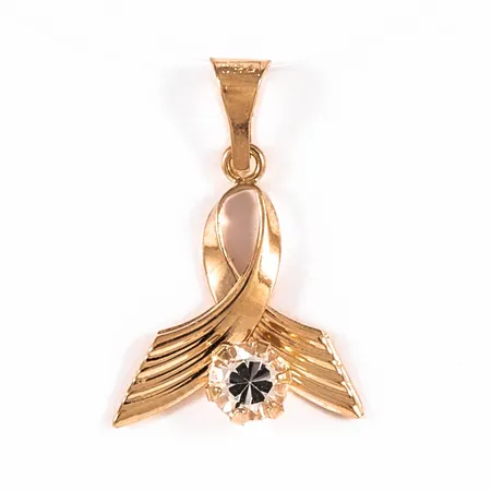 Hänge med vit sten (cz) bredd 13mm, längd 19mm 18K 0,5g.