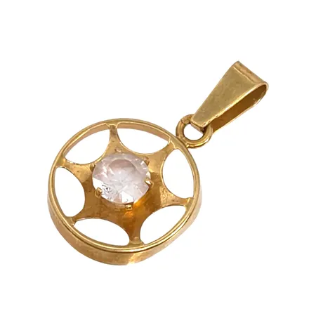 Hänge i 18K guld, vit sten, defekt Vikt: 1,2 g