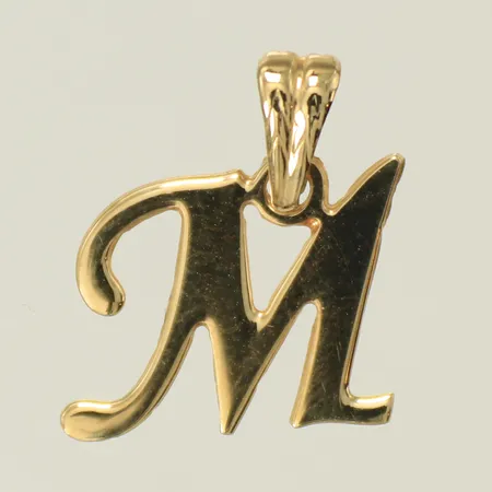 Hänge "M" längd 19mm bredd 3-15mm, 14K, 0,9g
