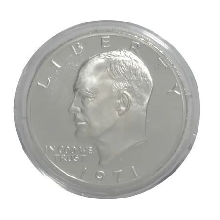 Mynt, Dollar, USA 1971, silver 400/1000, Ø37,8 mm, förvaras i myntkapsel, fint ex Vikt: 24,5 g