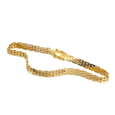 Armband i 14K guld, längd knäppt 18,0 cm, bredd 4,8 mm, tjocklek 1,3 mm Vikt: 11,3 g