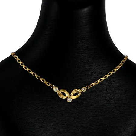 Collier i 14K guld, Cubic Zirconia, längd 44,5 cm, bredd 3-8 mm, fint skick, stenar utan anmärkning Vikt: 3,4 g