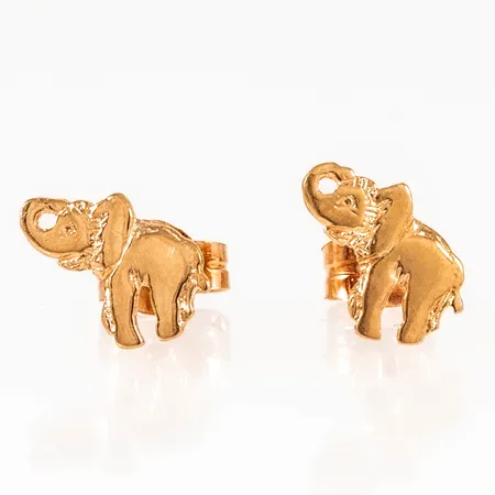 Örhängen elefanter 5,5 x 9mm, omaka snurrebussar 18K 0,7g. 