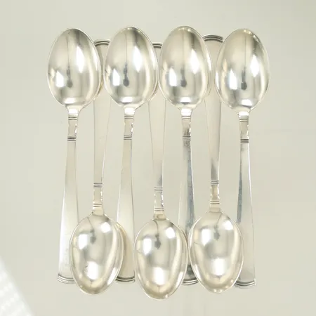 7 Dessertskedar Rosenholm, längd 15cm, silver 830/-1000-delar 188,2g