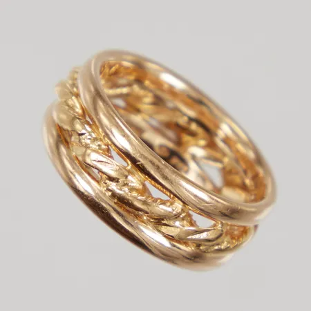 Ring hoplödd stl:18½, bredd 8mm, Engs Guldateljé, 18K Vikt: 11,4 g