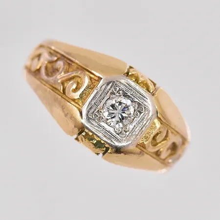 Ring med diamant ca 0,24ct enligt gravyr stl:20¼, 18K Vikt: 8,9 g