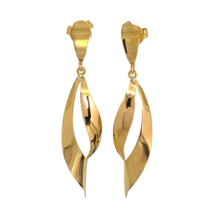 Örhängen i 18K guld, längd 43 mm, bredd 9 mm, originalploppar med tillverkarstämpel Opi, fint skick Vikt: 2,4 g