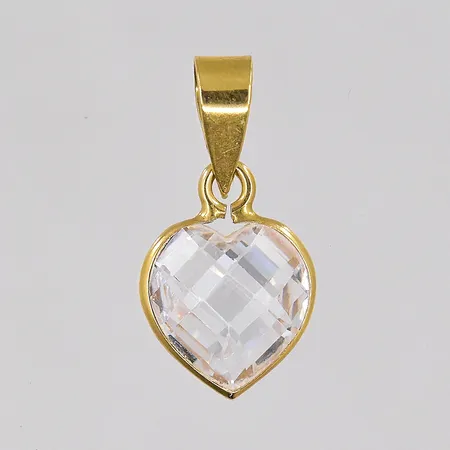 Hänge hjärta med vit sten 20x10mm Guldfynd, 18K Vikt: 1,2 g
