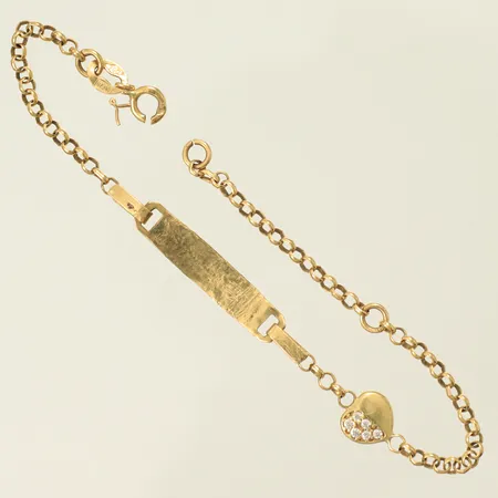 Armband med platta och hjärta 15cm, bredd 1,5-4,3mm defekt lås 18K Vikt: 2 g