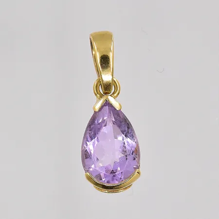 Hänge med droppslipad lila sten 20x7mm, 18K Vikt: 1,8 g