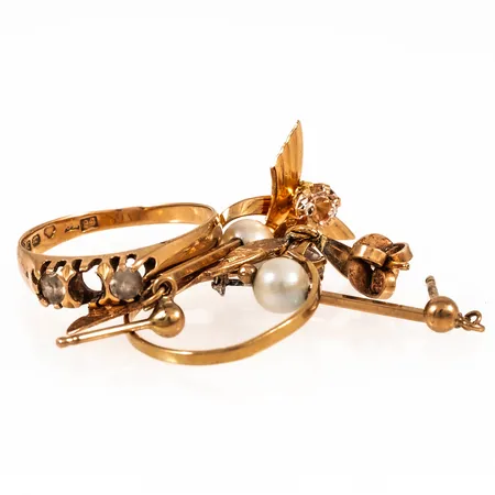 Diverse defekt guld 18K 6,1g.