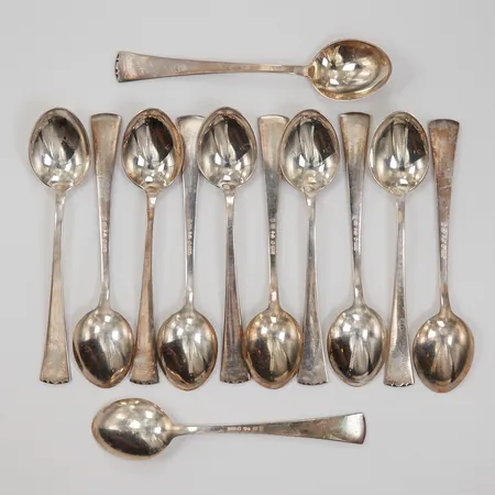 12 moccaskedar Diplomat längd 11cm Hallberg år 1962 silver Vikt: 167,6 g