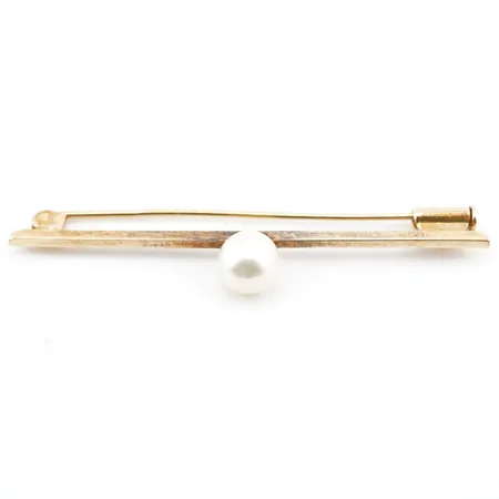 Brosch m pärla, 55mm, bredd 2mm, 18k Vikt: 3,6 g