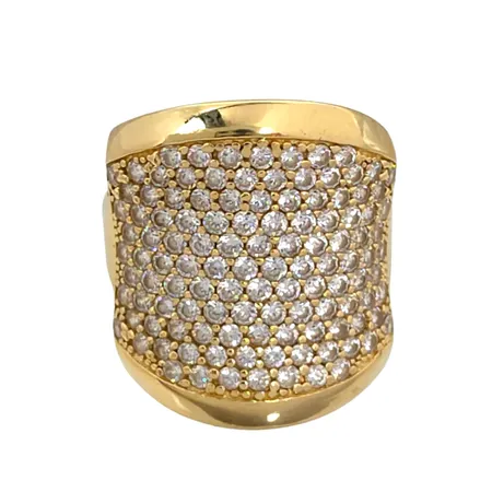 Ring i 14K guld, Cubic Zirconia, stl:18,0 mm, bredd 3,7 - 19,5 mm, stenar utan anmärkning Vikt: 4,6 g