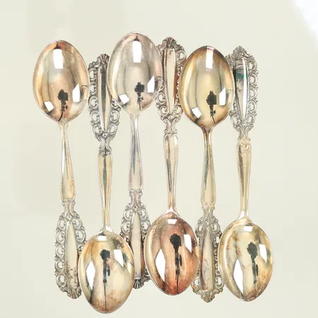 6 Moccaskedar Carmen längd 10cm, silver 830/1000-delar 50,4g Vikt: 50,4 g