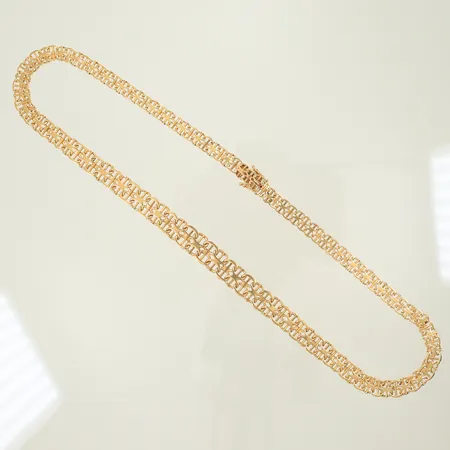 Halsband doserad X-länk med stav längd 43cm bredd 6-9mm, Hedens Guldmeds AB Bröderna, 18K 25g Vikt: 25 g