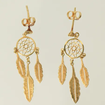 1 par örhängen "drömfångare" med 2 vita stenar, 28x9mm, 18K 1,2g Vikt: 1,2 g