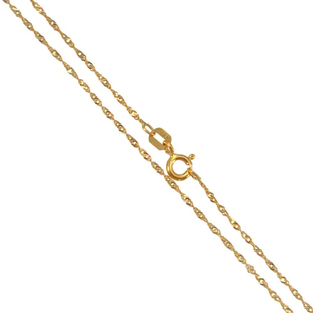 Halskedja Singapore i 18K guld, Guldfynd (GHA), längd 41,5 cm, bredd 1,2 mm, fint skick Vikt: 1,3 g