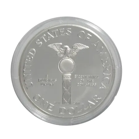 Mynt, Dollar, USA 1989, silver 900/1000, Ø38,1 mm, förvaras i myntkapsel, fint ex Vikt: 26,7 g