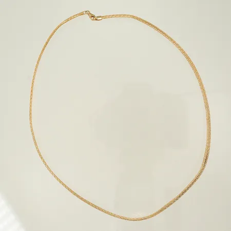 Halsband flätad längd 40cm bredd 2,5-5,5, 18K 2,5g Vikt: 2,5 g