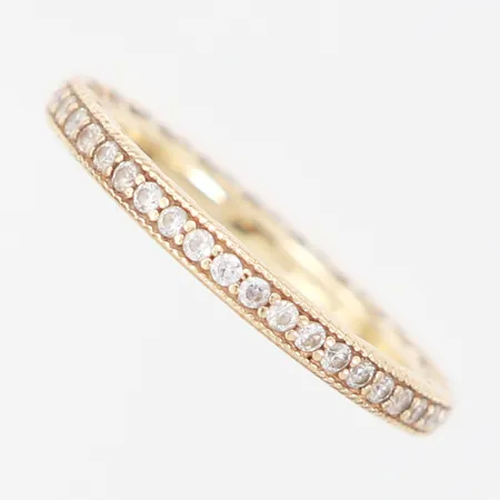 Alliansring med vita stenar Pandora/ALE stl:16¾ (52), bredd: 2,3mm, 14K Vikt: 1,9 g