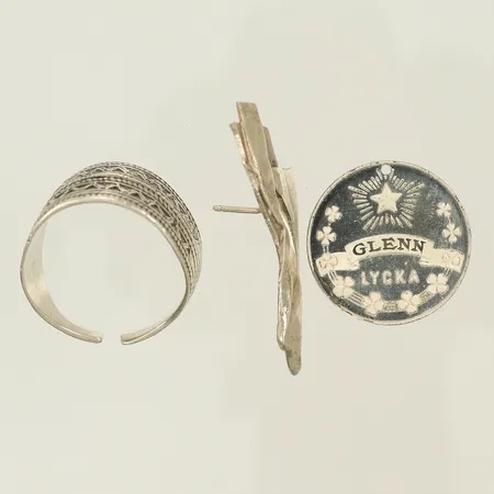 Ring, hänge, örhänge, klippt saknar ögla udda & defekt, silver 925/1000-delar 13,7g Vikt: 13,7 g