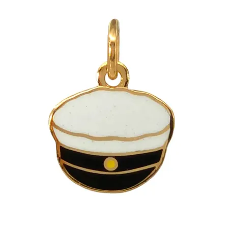 Hänge Studentmössa i 18K guld, vit och svart emalj, tillverkarstämpel LFA, svensk kontrollstämpel, längd inkl. ögla 13 mm, bredd 9,5 mm, fint skick Vikt: 1 g