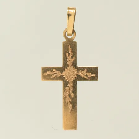 Hänge kors med mönster, 27x18mm inklusive hängöglan, 18K Vikt: 0,5 g