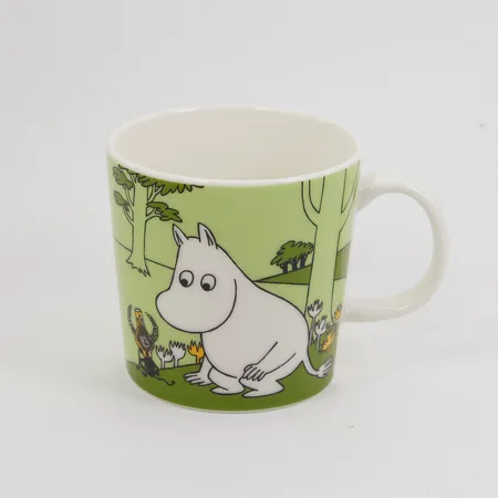 Mugg Mumin, Moomintroll, stämplad by Arabia, höjd 8cm, Ø 8cm, porslin Skickas med paket.