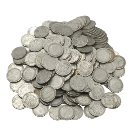 Parti svenska silvermynt 400/1000, 1-kronor, bruttovikt 1313g, finvikt cirka 525g Skickas med postpaket.