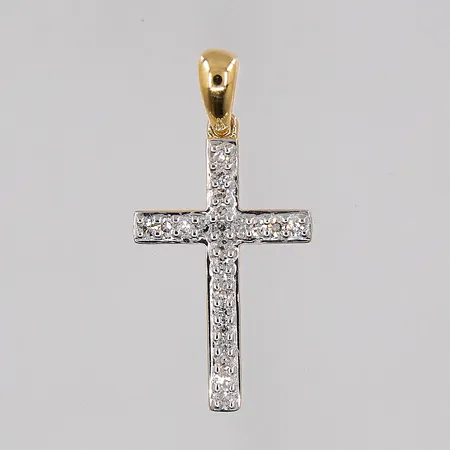 Hänge kors med diamanter ca 23x0,005ct höjd 21mm bredd 10,5mm Guldfynd, 18K Vikt: 1 g