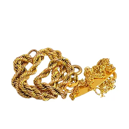 Armband i 14K guld, två st, defekter, gravyr Vikt: 2,7 g