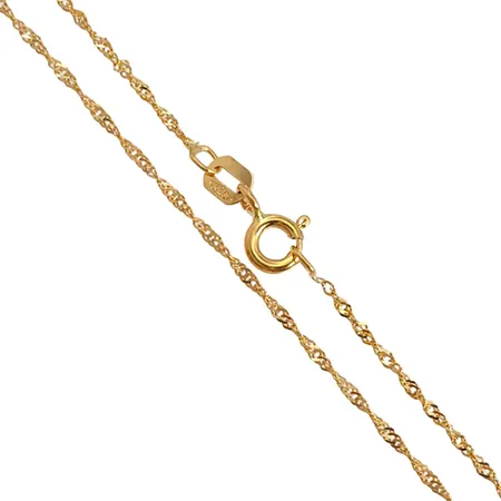 Halskedja Singapore i 18K guld, Guldfynd (GHA), längd 42,0 cm, bredd 1,2 mm, fint skick Vikt: 1,3 g