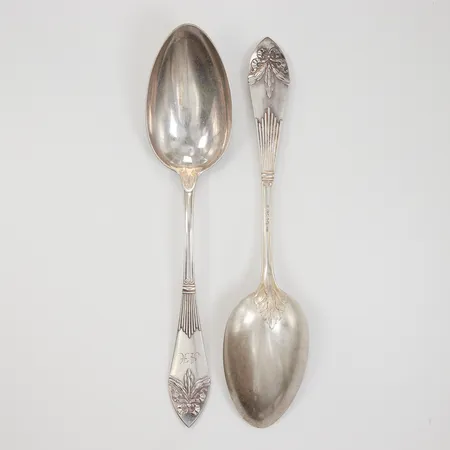 2 Matskedar modell Empire 21cm, gravyr, CGH, 830/1000,  Vikt: 123,5 g