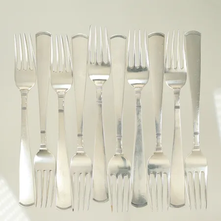 10 bordsgafflar Rosenholm, längd 17,7cm, silver 830/1000-delar 391,1g