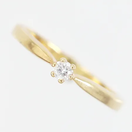 Ring med diamant 1x0,10ct stl:17, bredd: 2-3,5mm, 14K Vikt: 2,7 g