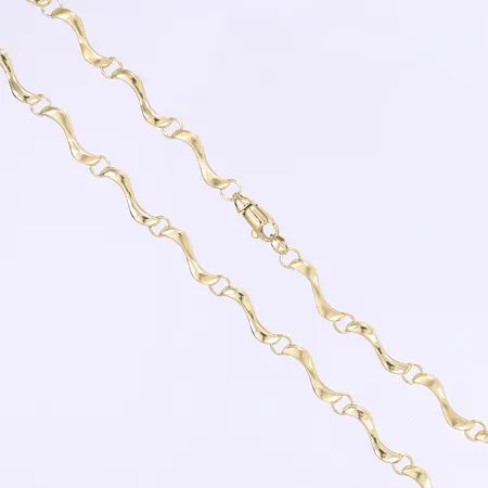 Halscollier 42,5cm, bredd ca 3mm, ihålig, 18K Vikt: 10,5 g